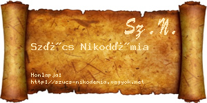 Szűcs Nikodémia névjegykártya